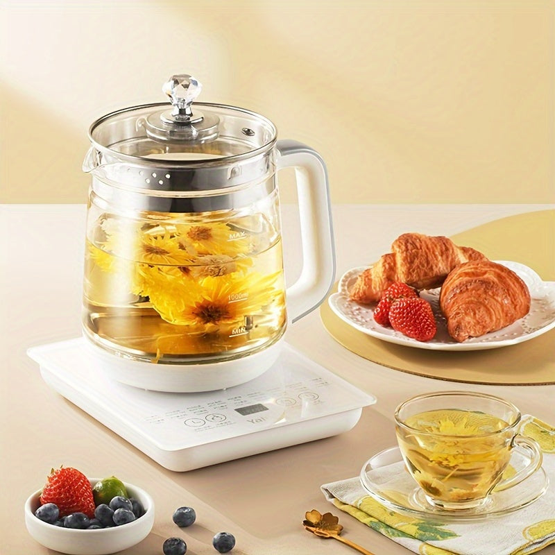 Yalulu Electric Kettle, a Health-Focused Kettle with a Capacity of 1.8L\u002F60.87Oz, Is an Essential Item for Camping. It Includes a Tea Set And Features 18 Smart Functions. This Thick Glass Kettle Can Be Used for Boiling Water, Making Coffee