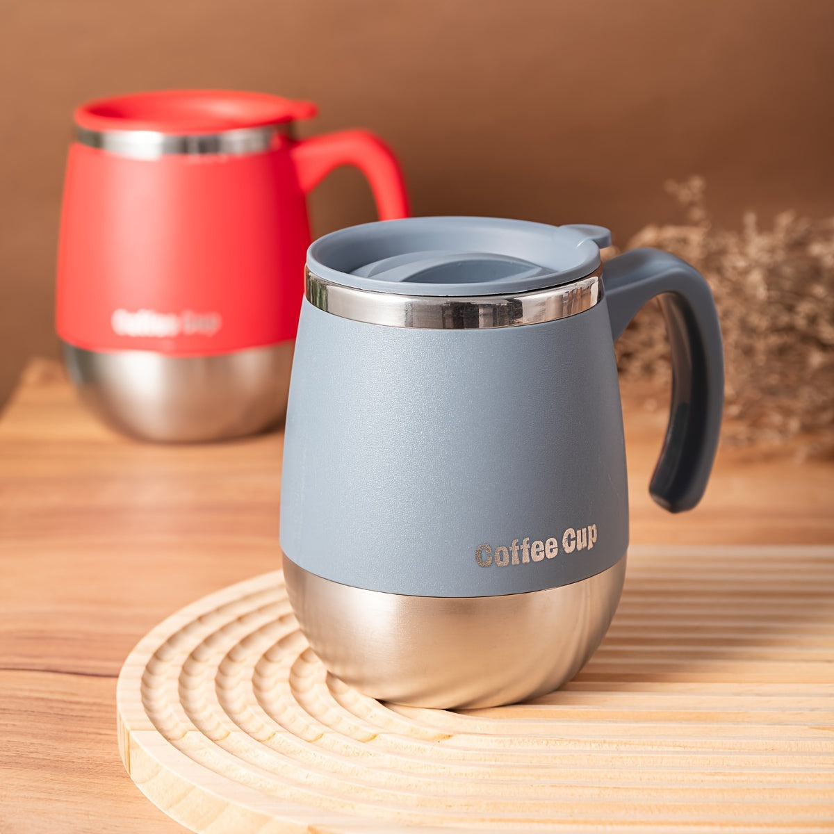 1pc 16.91oz Double-Layer Stainless Steel Coffee Cup with Lid | Non-Slip, Shatterproof, Suitable for Family Outdoor Camping, Birthday, Holiday, Thanksgiving, Christmas Gifts