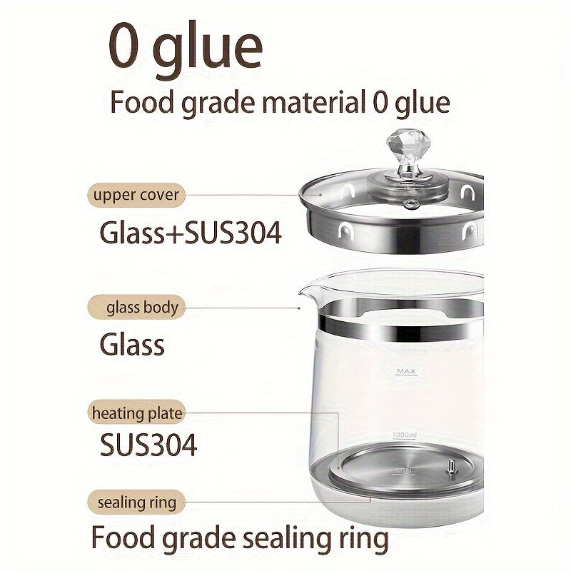 Yalulu Electric Kettle, a Health-Focused Kettle with a Capacity of 1.8L\u002F60.87Oz, Is an Essential Item for Camping. It Includes a Tea Set And Features 18 Smart Functions. This Thick Glass Kettle Can Be Used for Boiling Water, Making Coffee