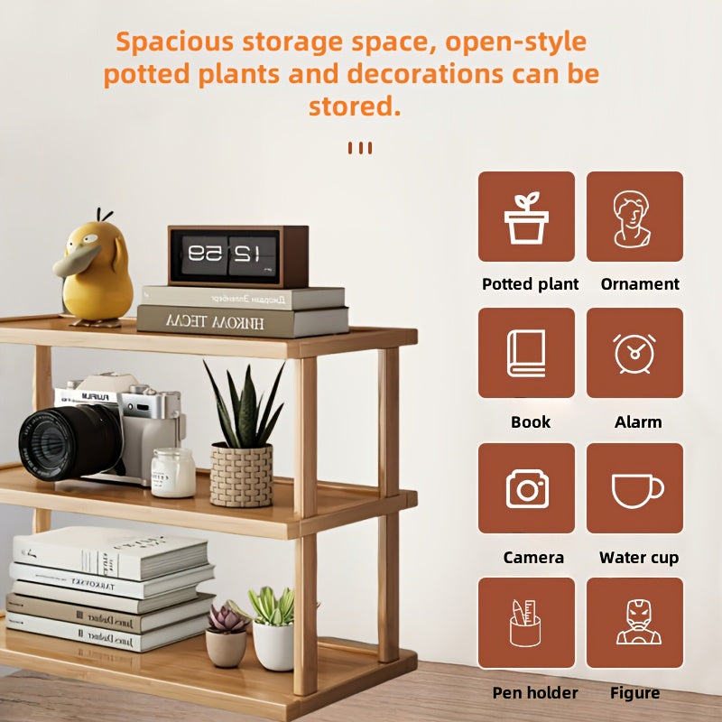 MEHOOM 3-Tier Bamboo Kitchen Countertop Shelf Organizer | Desktop Storage Rack, Bookshelf, Spice Rack, Coffee Bar Accessories, Wooden Display Rack for Home and Office, Suitable for Living Room, Bedroom, Kitchen, Study, Dining Room, Storage Organizer