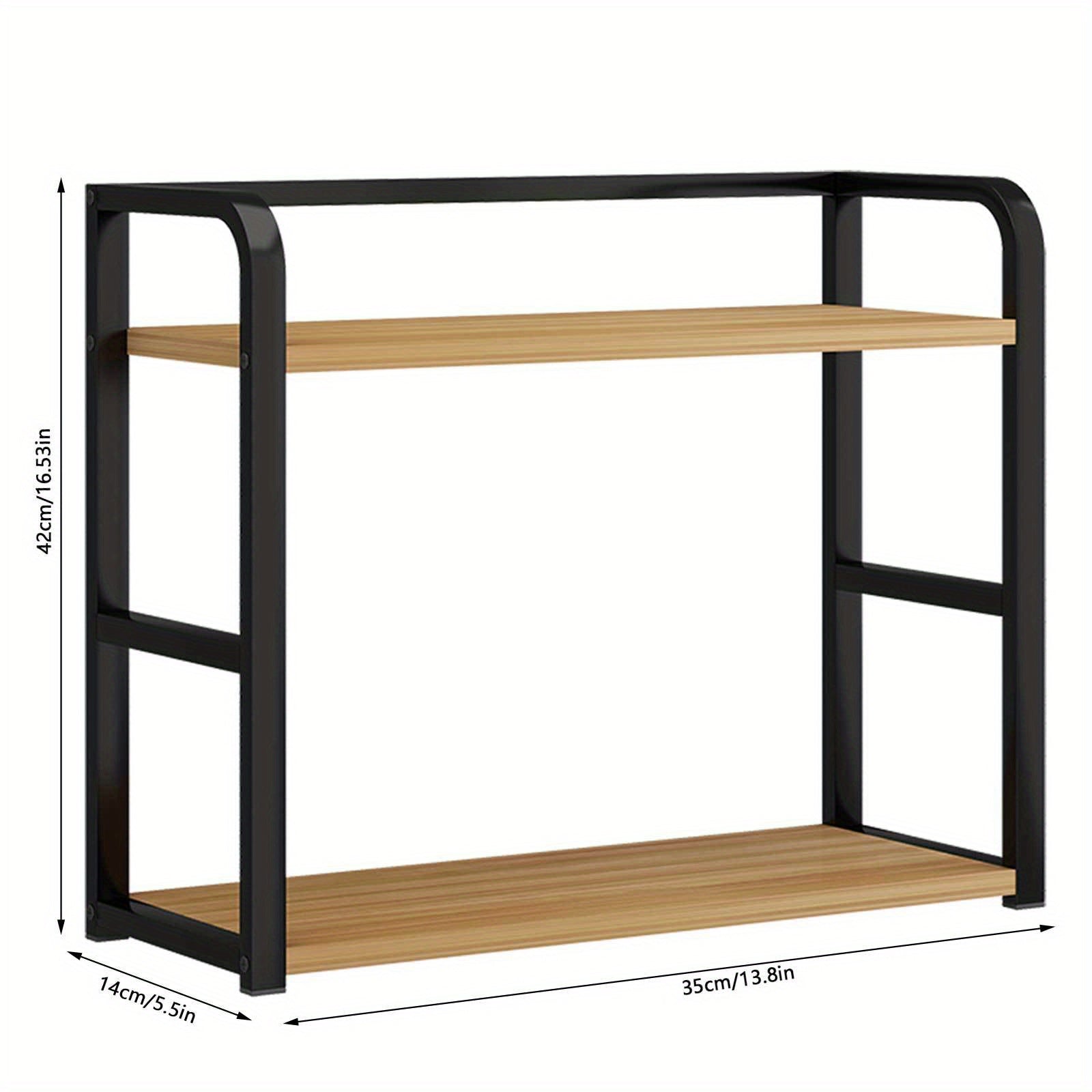 1pc 2-Tier Metal Countertop Storage Rack - Space-Saving Vertical Organizer for Condiments, Coffee, Tea, Cups And Mugs - Durable Kitchen And Dining Room Shelf, Kitchen Rack, Stylish Modern Design, Robust Construction, Minimalist Design