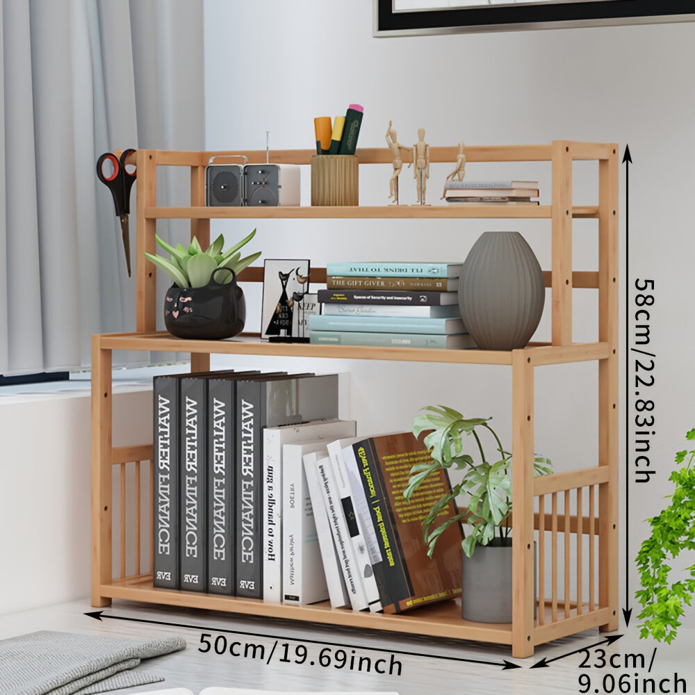 1pc 3-Tier Minimalist Desktop Bookshelf | Home Dorm Desk\u002F Office Workstation\u002F Bay Window Simple Storage Rack Narrow Space-Saving Shelf Suitable for Bedroom, Study Room, Office