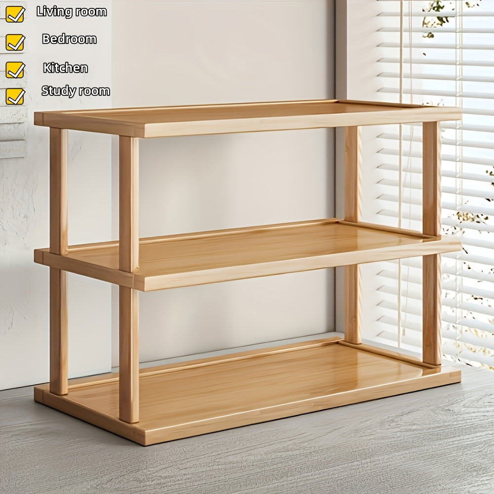 MEHOOM 3-Tier Bamboo Kitchen Countertop Shelf Organizer | Desktop Storage Rack, Bookshelf, Spice Rack, Coffee Bar Accessories, Wooden Display Rack for Home and Office, Suitable for Living Room, Bedroom, Kitchen, Study, Dining Room, Storage Organizer