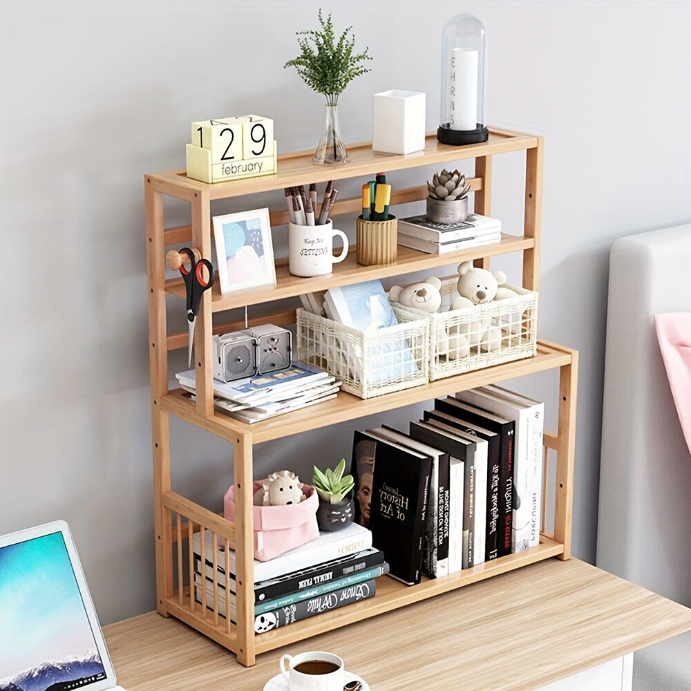 1pc 3-Tier Minimalist Desktop Bookshelf | Home Dorm Desk\u002F Office Workstation\u002F Bay Window Simple Storage Rack Narrow Space-Saving Shelf Suitable for Bedroom, Study Room, Office