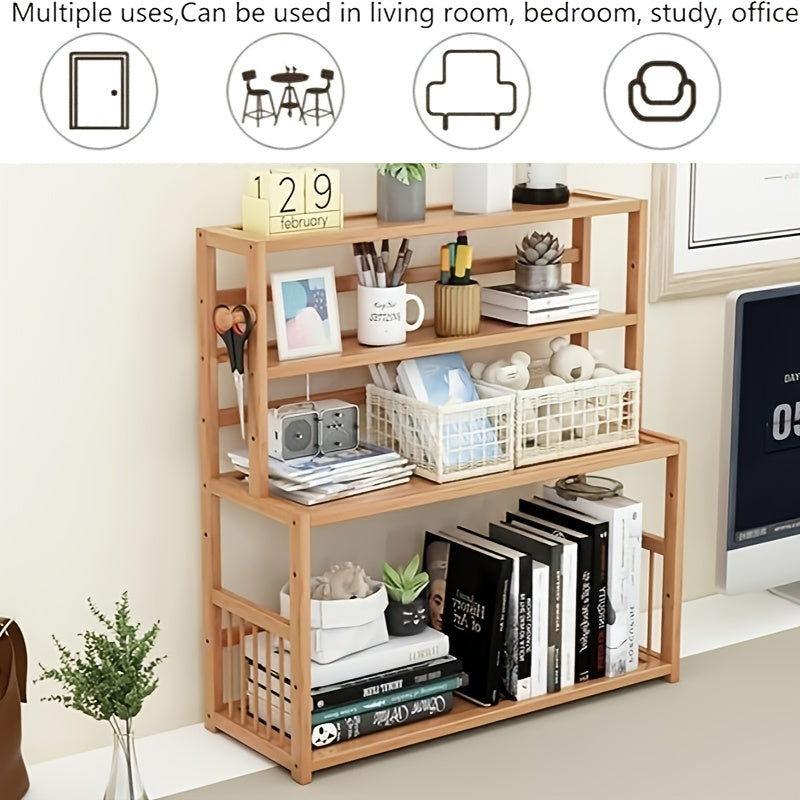 1pc 3-Tier Minimalist Desktop Bookshelf | Home Dorm Desk\u002F Office Workstation\u002F Bay Window Simple Storage Rack Narrow Space-Saving Shelf Suitable for Bedroom, Study Room, Office