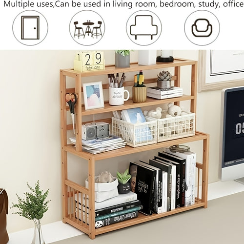 1pc 3-Tier Minimalist Desktop Bookshelf | Home Dorm Desk\u002F Office Workstation\u002F Bay Window Simple Storage Rack Narrow Space-Saving Shelf Suitable for Bedroom, Study Room, Office