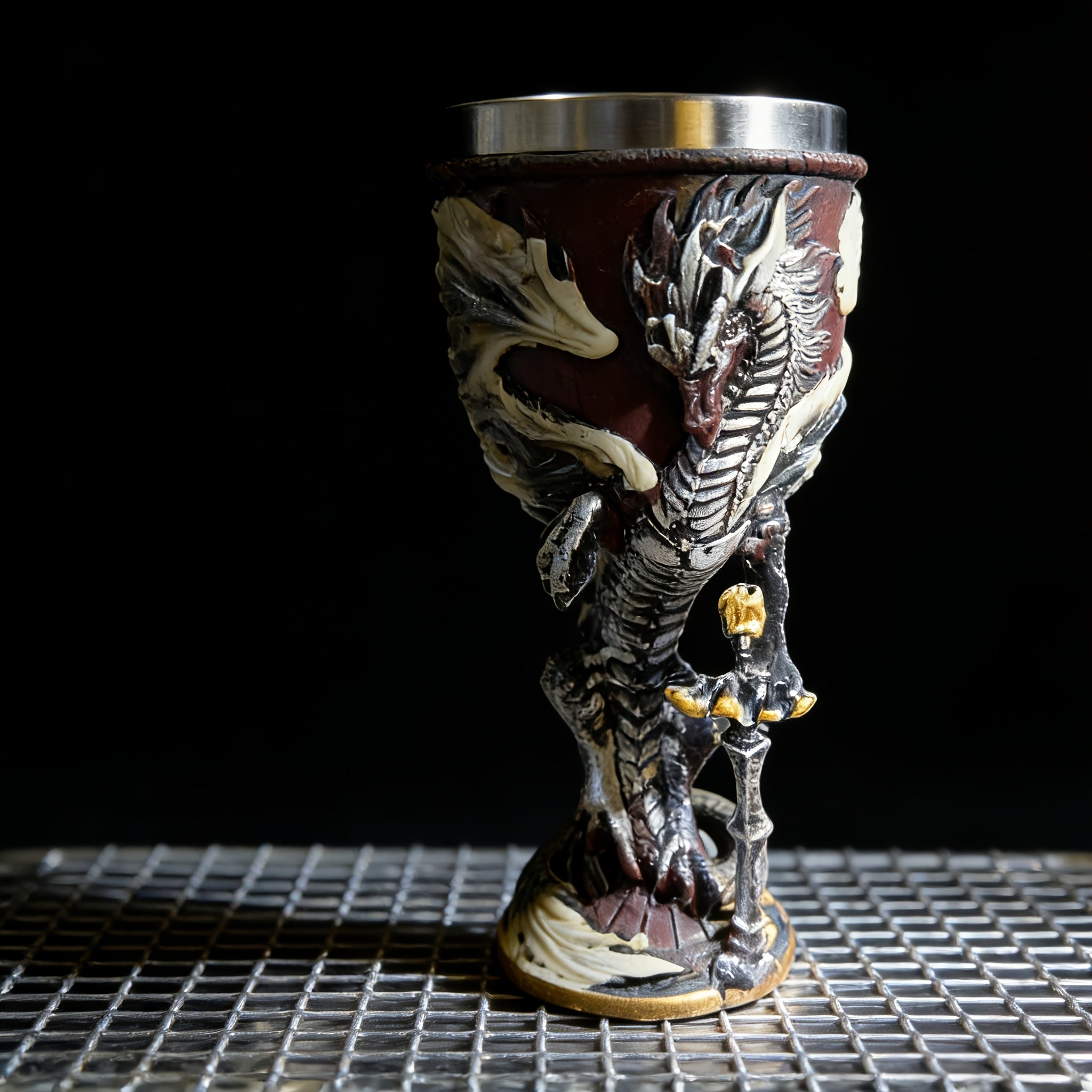 Medieval Flame Dragon Wine Cup, 7oz Stainless Steel, Reusable Insulated Drinkware, Gothic Novelty Gift, Vintage Flying Dragon Design, Hand Wash Only, Ideal for Family & Party Use