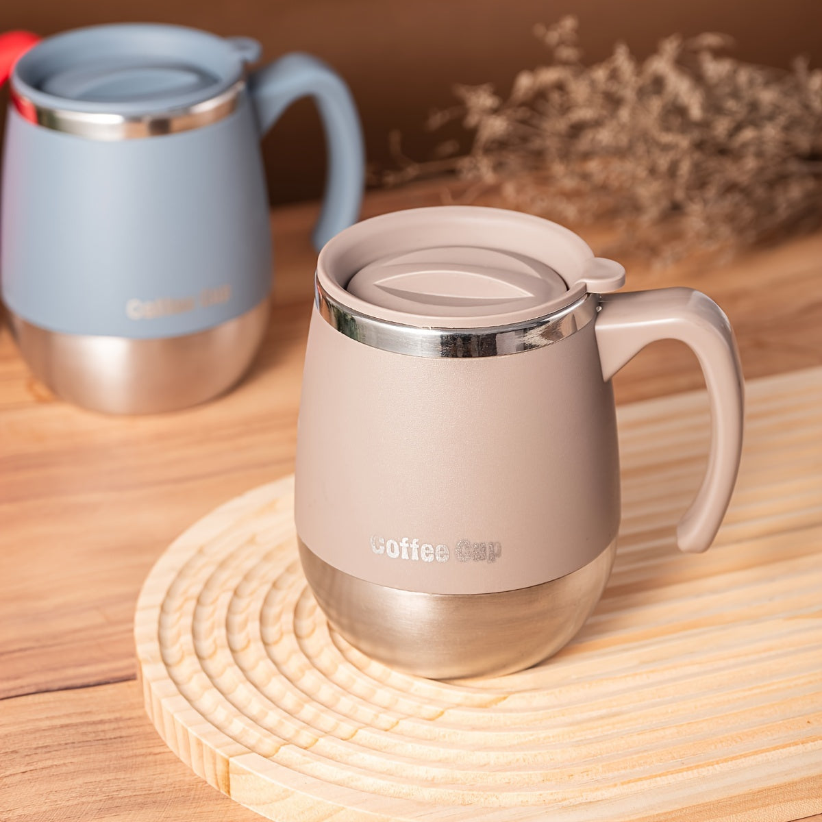 1pc 16.91oz Double-Layer Stainless Steel Coffee Cup with Lid | Non-Slip, Shatterproof, Suitable for Family Outdoor Camping, Birthday, Holiday, Thanksgiving, Christmas Gifts