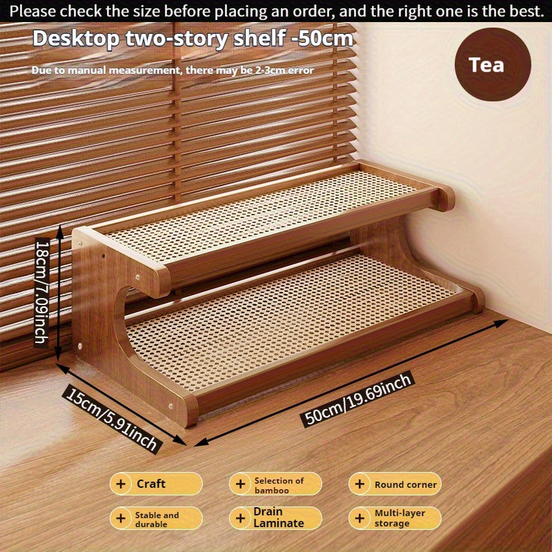 3-layer Bamboo Storage Rack, Desktop Storage Rack, Desk Storage Rack,  Space Storage Rack, Minimalist Shelf for Home Office, Space Saving, Household Flowerpot Rack, Suitable for Home Kitchen, Office Supplies And Home Office(easy to Assemble).