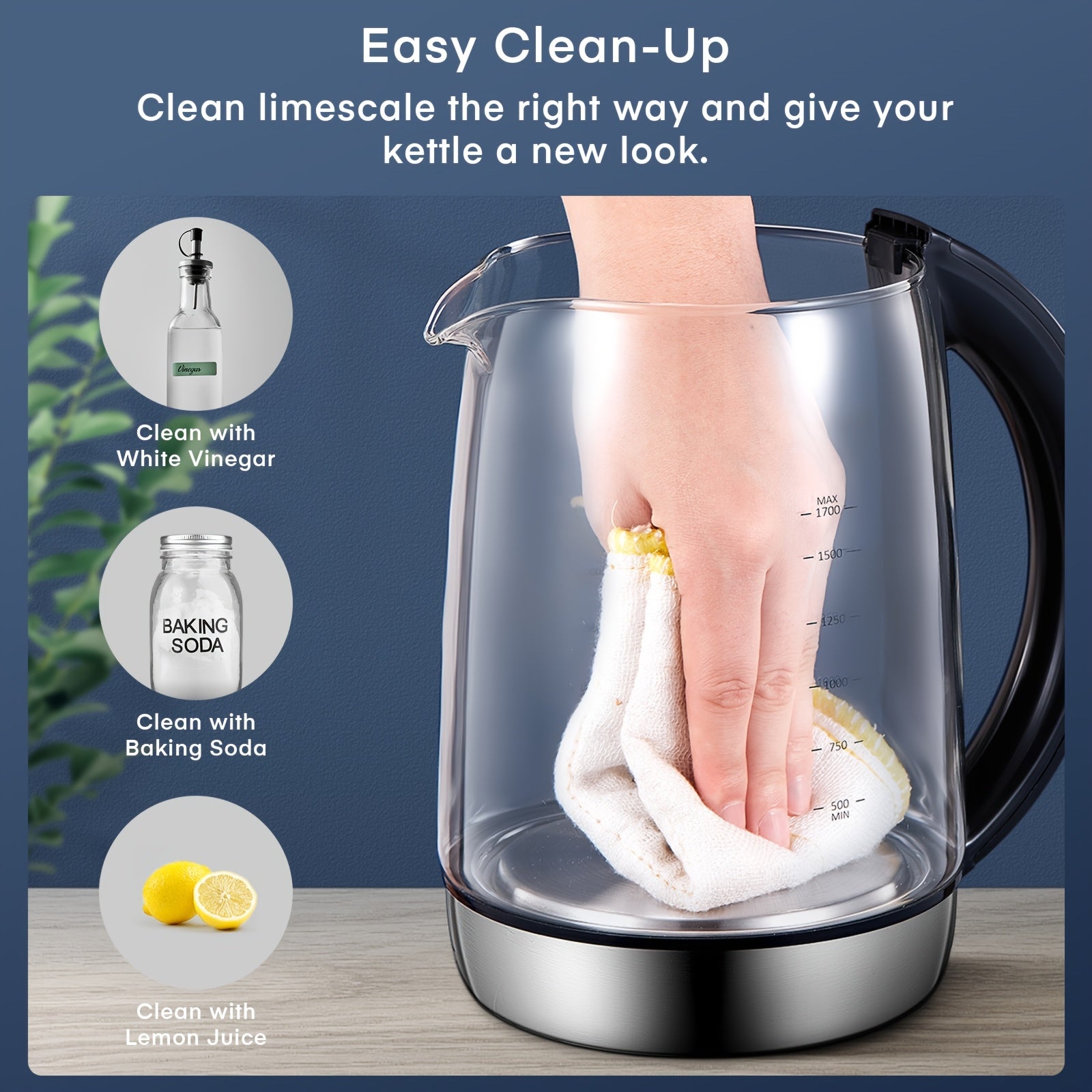 Electric Tea Kettle, Borosilicate Glass & Stainless Steel, 9 Temperature Control Presets, 2 Hours Keep Warm, 1200W, 1.7 Liter, with Removable Infuser, Chilling Water Machine