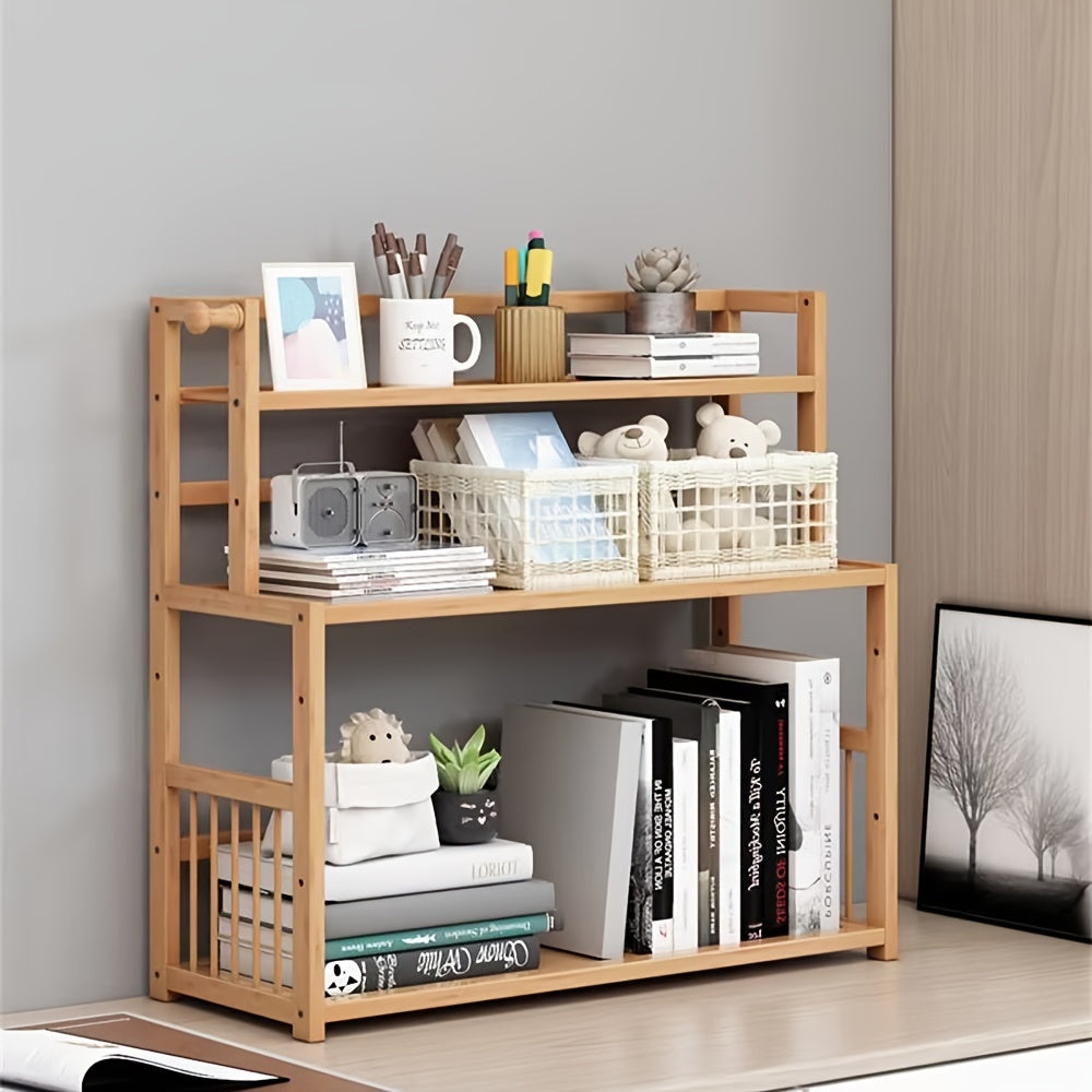 1pc 3-Tier Minimalist Desktop Bookshelf | Home Dorm Desk\u002F Office Workstation\u002F Bay Window Simple Storage Rack Narrow Space-Saving Shelf Suitable for Bedroom, Study Room, Office