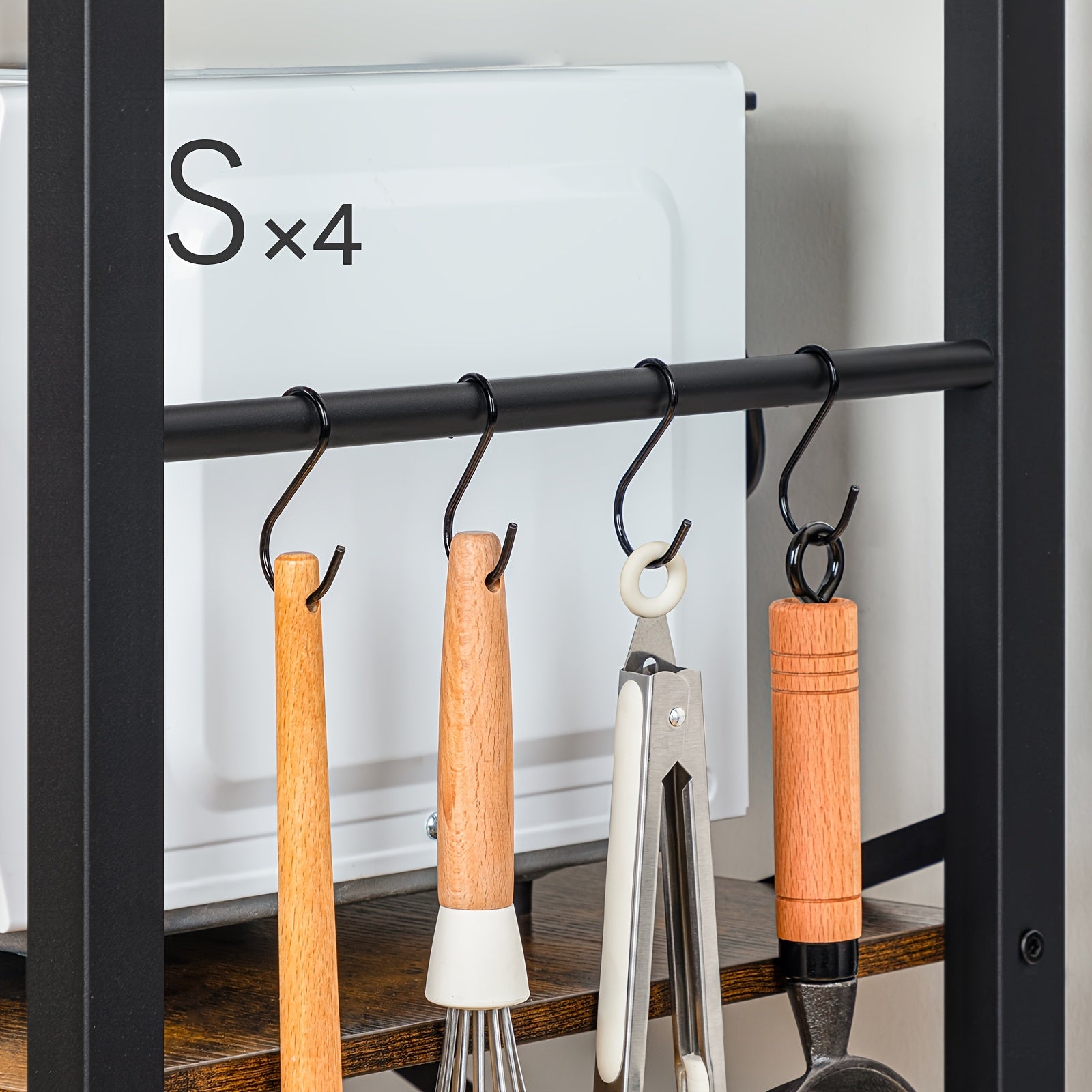 Vertical Rack with Power Outlet, Baker's Rack for Kitchen with Storage, 68.1 Inch Height Microwave Stand with 4 S-Shaped Hooks, 7-Tier Kitchen Storage Shelf Rack, Coffee Bar, for Kitchen, Living Room, Rustic Brown