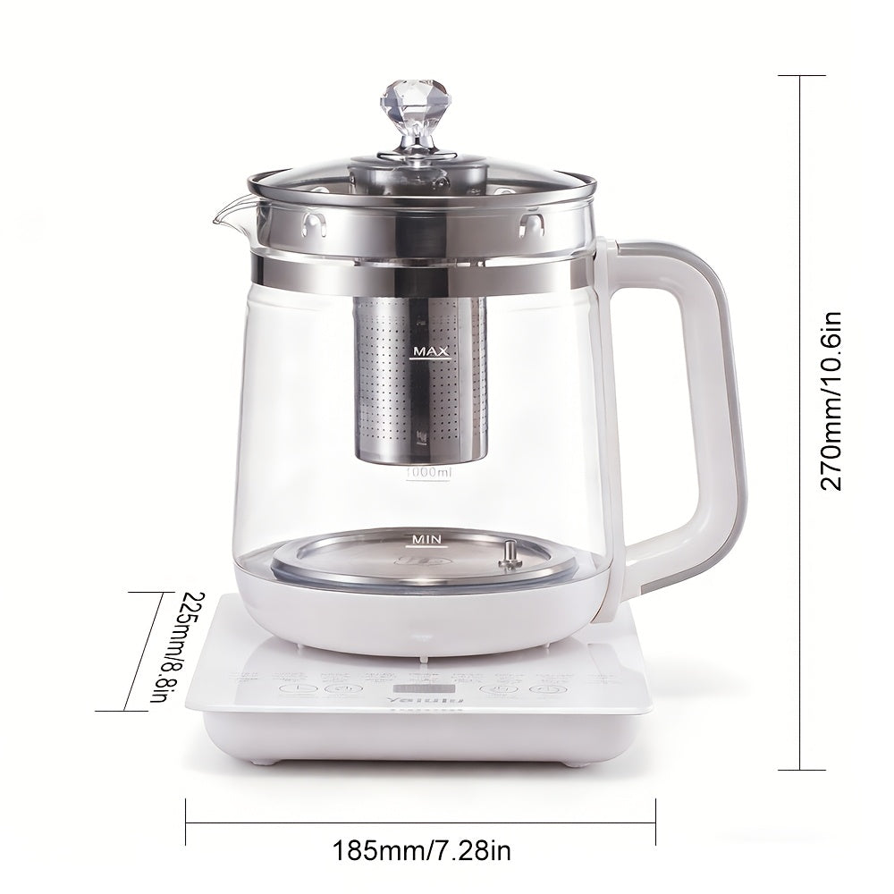 Yalulu Electric Kettle, a Health-Focused Kettle with a Capacity of 1.8L\u002F60.87Oz, Is an Essential Item for Camping. It Includes a Tea Set And Features 18 Smart Functions. This Thick Glass Kettle Can Be Used for Boiling Water, Making Coffee