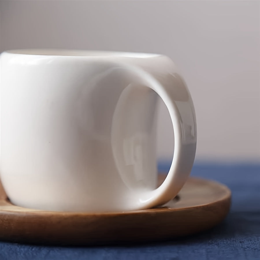 1pc Ceramic Mug 1pc Black Ceramic Coffee Mug with Wooden Saucer | Microwave & Dishwasher Safe, Reusable & Recyclable | 7oz\u002F12.3oz, Perfect for Tea, Coffee, or Hot Beverages
